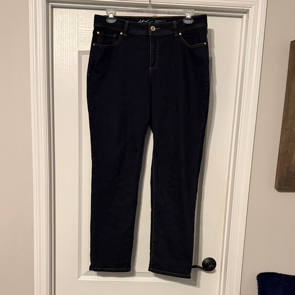 INC International Concepts Women's Dark Straight Leg Jeans